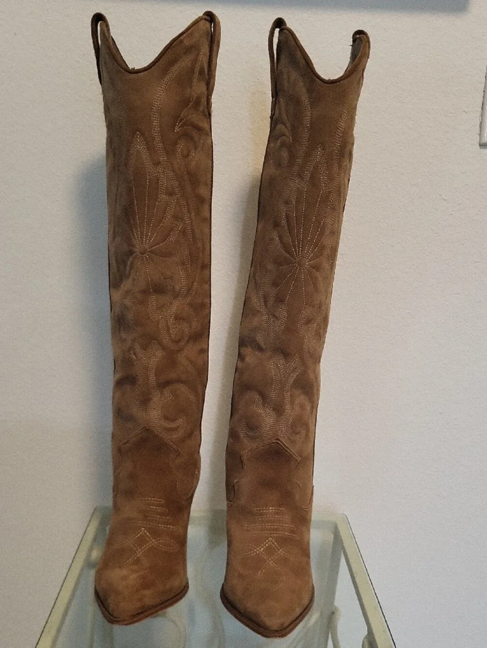 Steve Madden Tessy Tall Western Suede Boots - Brown Size 8 Nwt